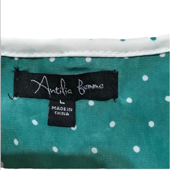 Antilia Femme Green White Polka-dot Long Sleeve Large - Picture 4 of 8